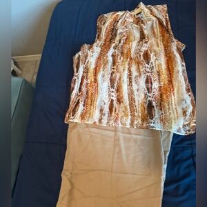 Worthington Beige Wide Leg Crop Pants